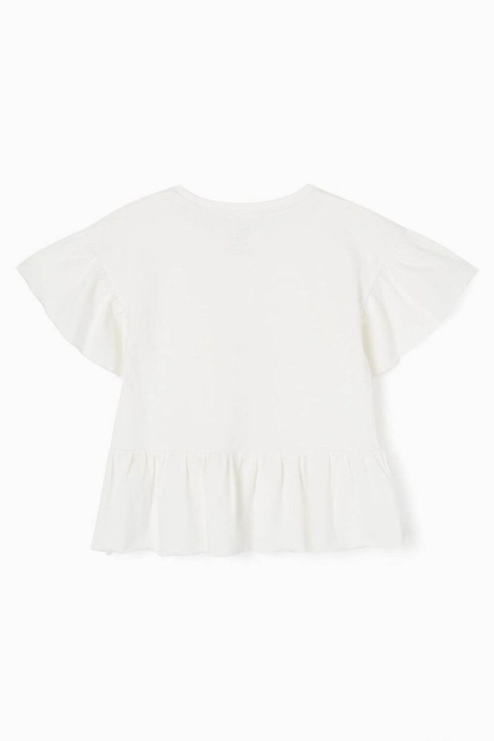 Ζippy Kids T-shirt βολάν για κορίτσια λευκό