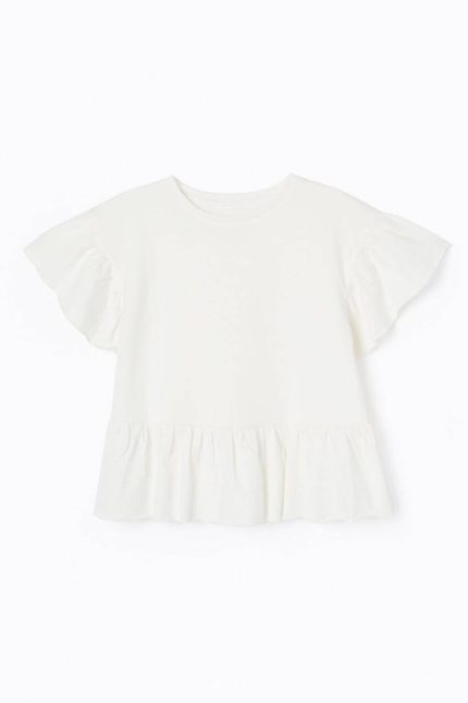 Ζippy Kids T-shirt βολάν για κορίτσια λευκό