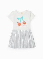 Ζippy Kids κοντομάνικο φόρεμα λευκό-ασημί