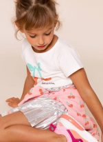 Ζippy Kids κοντομάνικο φόρεμα λευκό-ασημί