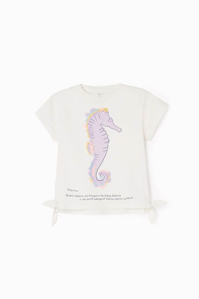 Ζippy Kids μπλουζάκι για κορίτσια SEAHORSE λευκό