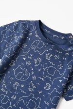 Ζippy Kids μπλουζάκι μπλε ELEPHANTS & MONKEYS