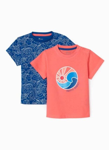 Zippy Kids σετ δυο t-shirt baby αγόρι μπλε κοραλί