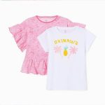 Ζippy Kids σετ δύο t-shirt waves κορίτσι ροζ λευκό