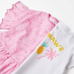 Ζippy Kids σετ δύο t-shirt waves κορίτσι ροζ λευκό