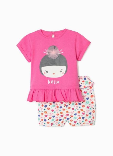 Ζippy Kids set μπλούζα σορτσάκι baby κορίτσι ροζ