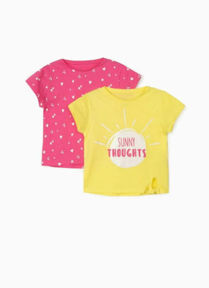 Zippy Kids σετ μπλουζάκια κορίτσι κίτρινο – ροζ