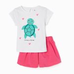 Ζippy Kids set μπλούζα σορτς turtle baby κορίτσι λευκό ροζ