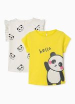Ζippy Kids σετ t-shirt baby κορίτσι panda λευκό κίτρινο