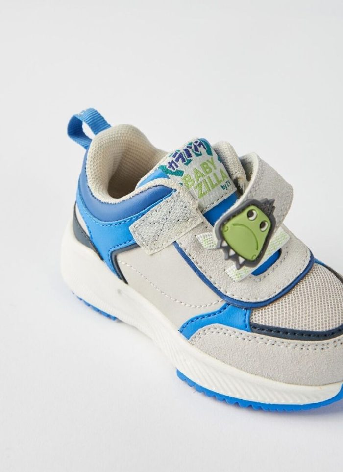 Zippy Kids sneakers δεινόσαυρος αγόρι baby μπλε γκρι