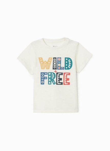 Ζippy Kids t-shirt baby αγόρι Wild Free λευκό