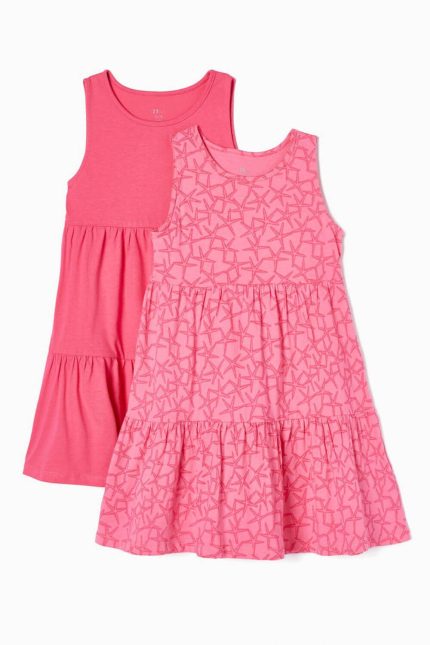 Ζippy Kids σετ 2 φορέματα ροζ