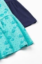Ζippy Kids σετ 2 φορέματα βεραμάν-μπλε